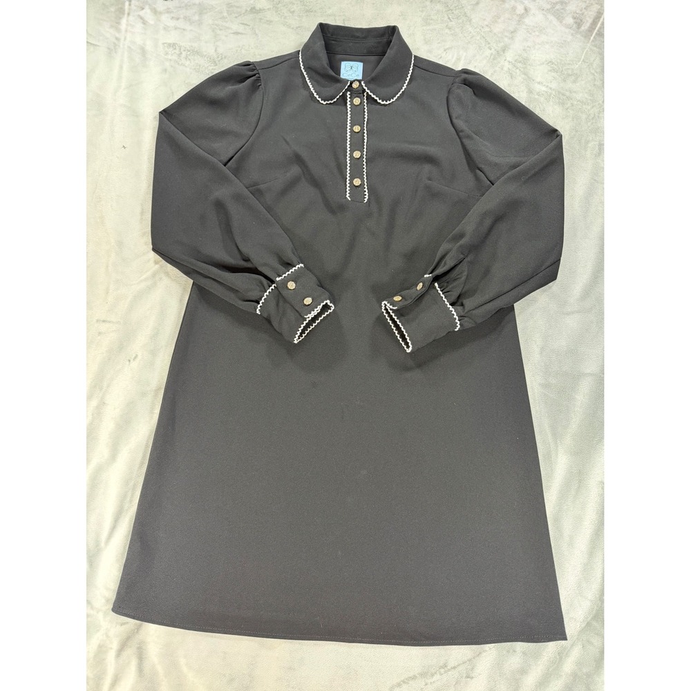 CeCe Rhinestone Embellish Collar Black Dress Sm Dark Academia Wednesday Adams